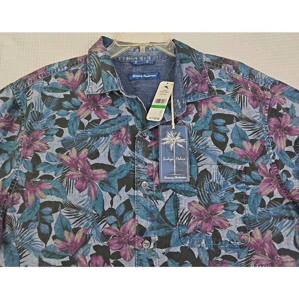 Tommy Bahama ~Men's Size L~ Multicolor Blue Bay Gardens 100% Cotton Shirt NWT - Picture 16 of 16